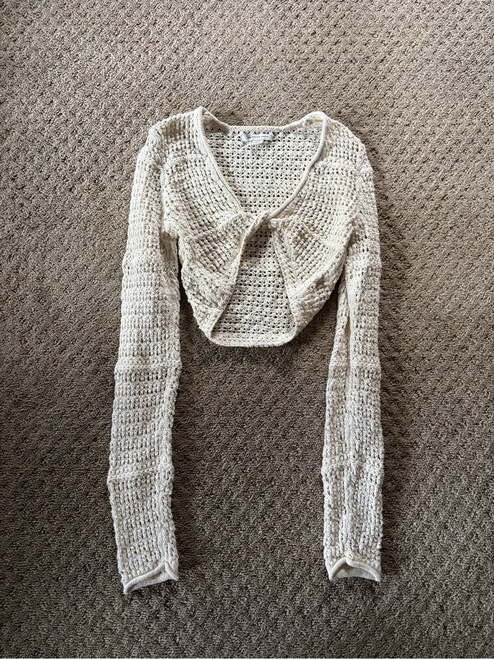 American Eagle Crotchet Cream Knit Long Sleeve Top